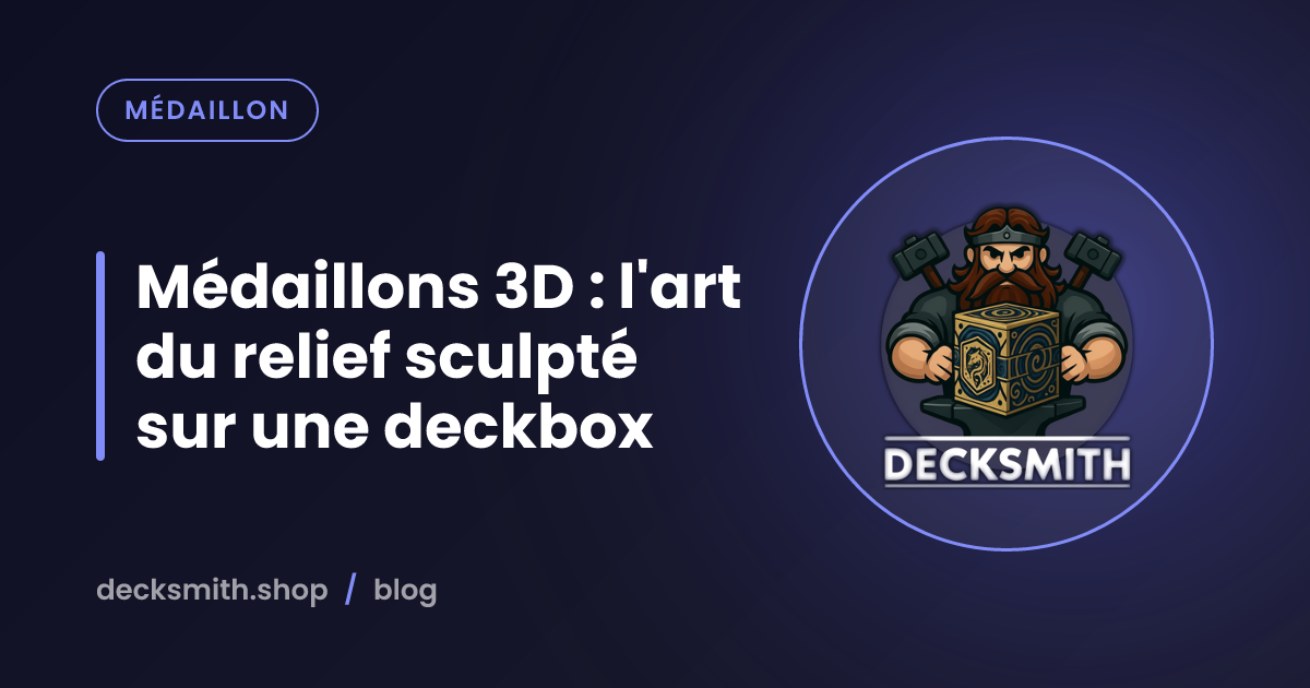 Médaillons 3D : l'art du relief sculpté sur une deckbox