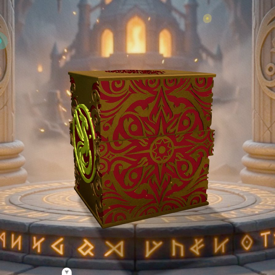 Deckbox Phénix solaire - Vue 2 - Accessoire TCG artisanal